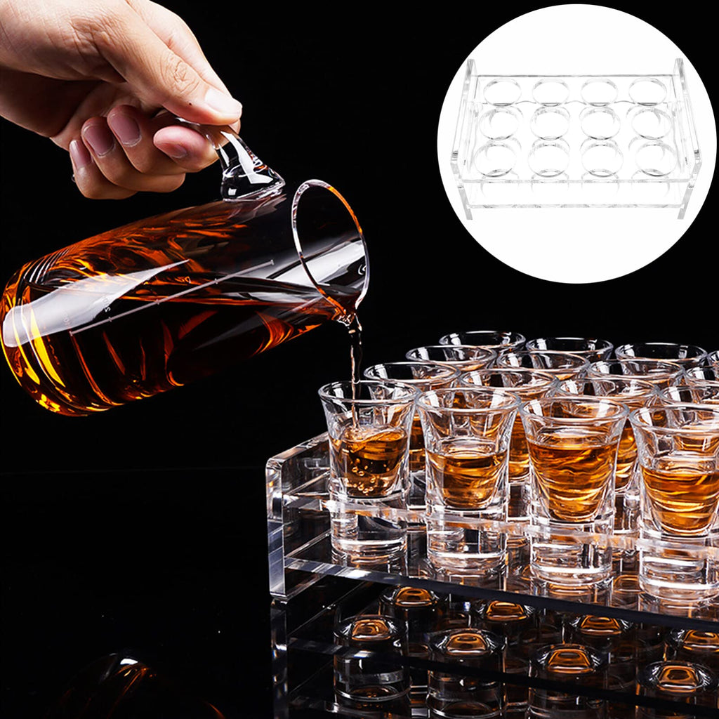 Uonlytech Round Shot Glass Holder Display Rack 3-Tier Acrylic Liquor Cup Organizer for Bar Drinkware Storage 8.93X5.47X4.09In Portable Clear Cup Stand