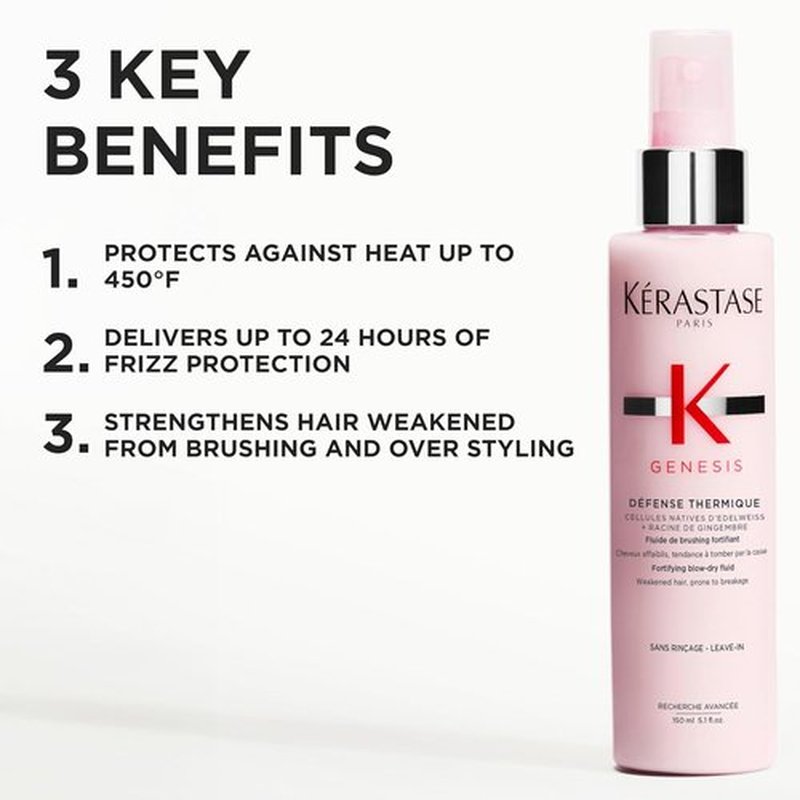 Kerastase Genesis Thermique Blow Dry Primer - Heat Protectant for Weak Hair, Anti-Breakage, 5.1 Fl Oz