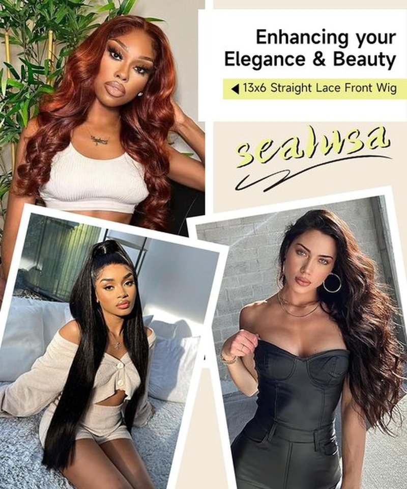 Sealusa 30 Inch 13x6 Lace Front Wigs Human Hair Real 100% Virgin Hair Can Last 6-9 Months Life Straight Human Hair Wig 200% Density Soft Silky Smooth HD Lace Frontal Wig Tangle-Free Natural Black