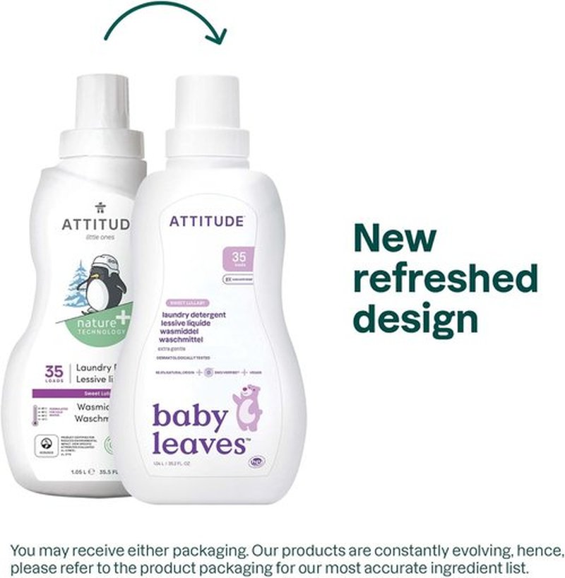 ATTITUDE Baby Laundry Detergent - EWG Verified, Plant-Based Formula, Sweet Lullaby Scent, 35 Loads, 35.5 Fl Oz