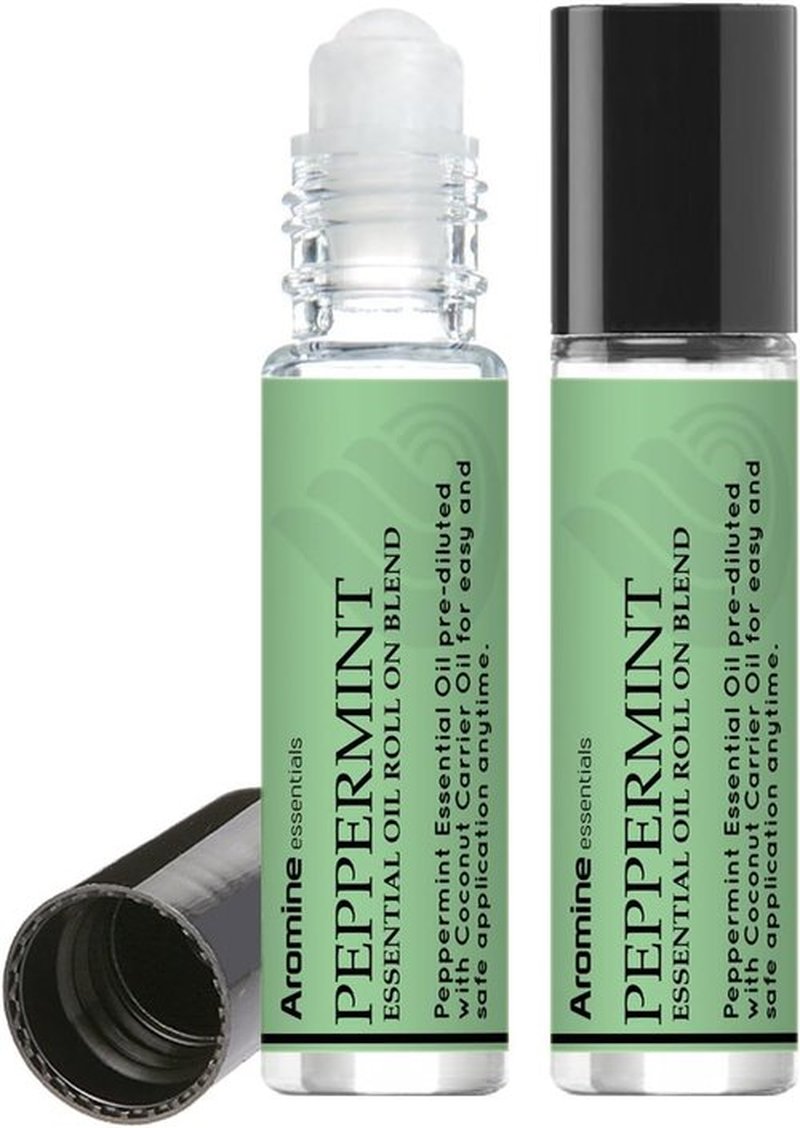 Peppermint Essential Oil Roll-On | Premium Therapeutic Grade, Pre-Diluted 10ml (Pack of 2)