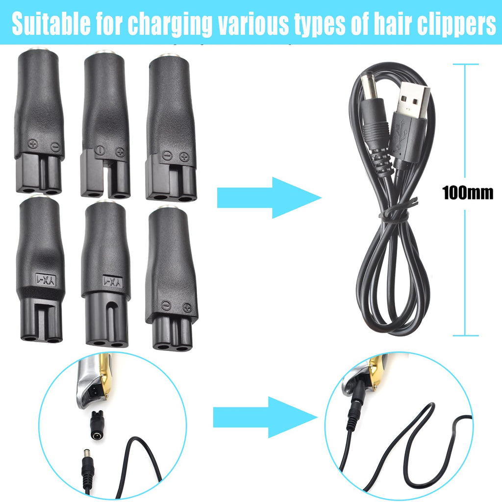 BOEEA 8 PCS Power Cord 5V Replacement Charger USB Adapter Suitable for Hair Clippers, Beard Trimmers, Shavers, Beauty Instruments, Desk Lamps, Purifiers.