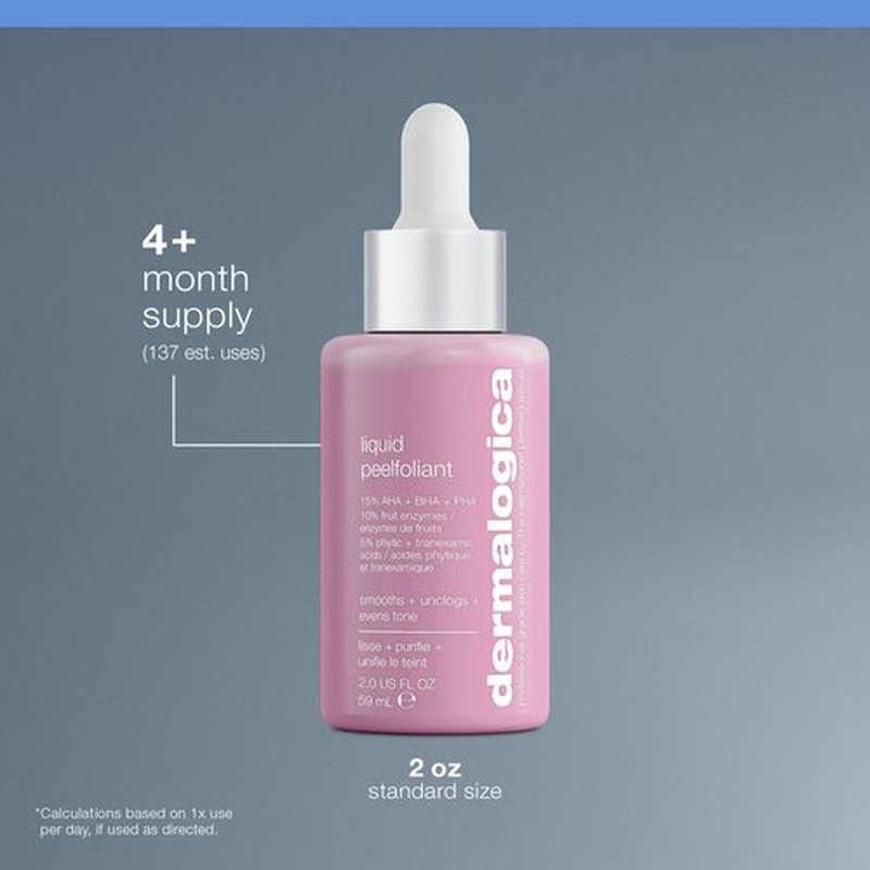 Dermalogica Liquid Peelfoliant with Glycolic Acid, Face Exfoliator Peel with AHA BHA PHA, Smooths Fine Lines and Wrinkles, Unclogs Pores, and Improve Skin Tone - 2 fl oz