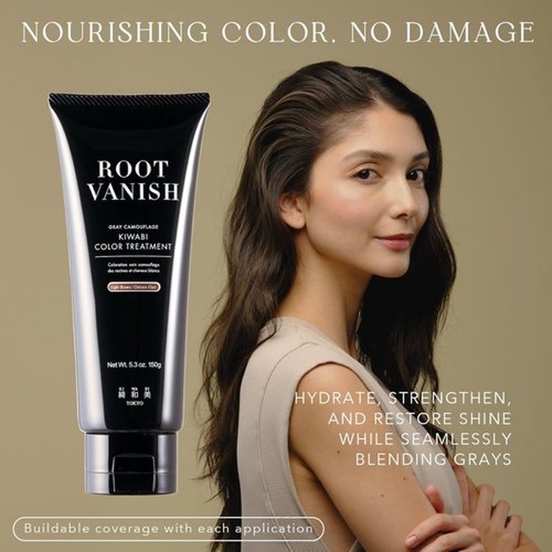 KIWABI Root Vanish Color Treatment - Light Brown Hair Color Solution for Gray Roots | 150g, Paraben Free