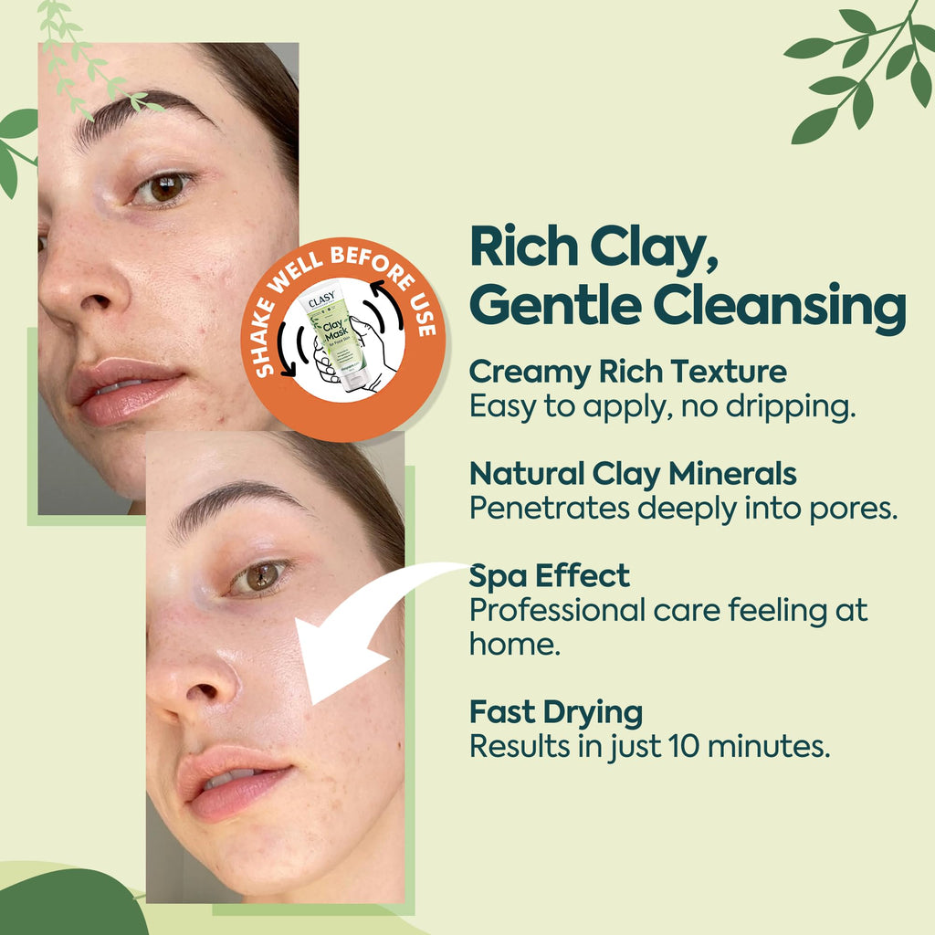 Clasy Care Clay Mask for Face – Pore Firming & Deep Cleansing Face Mask | Anti-Blackhead | Oil Balancing | Moisturising & Natural Ingredients, 100 ml