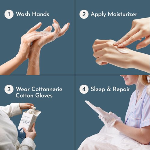 7 Pairs Cottonnerie Cotton Gloves for Dry Hands Sleeping, Moisturizing Gloves Overnight, Hand Moisturizer Gloves, Moisture Gloves for Dry Hands Overnight, Eczema Gloves, Medium, Black