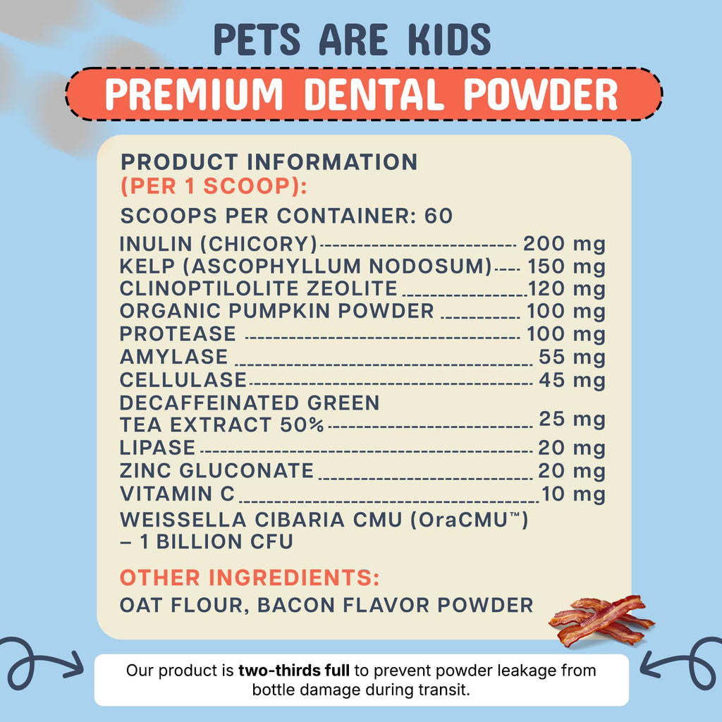 Pets are Kids Dog Dental Powder for Gut Support & Dental Hygiene, 60 Scoops