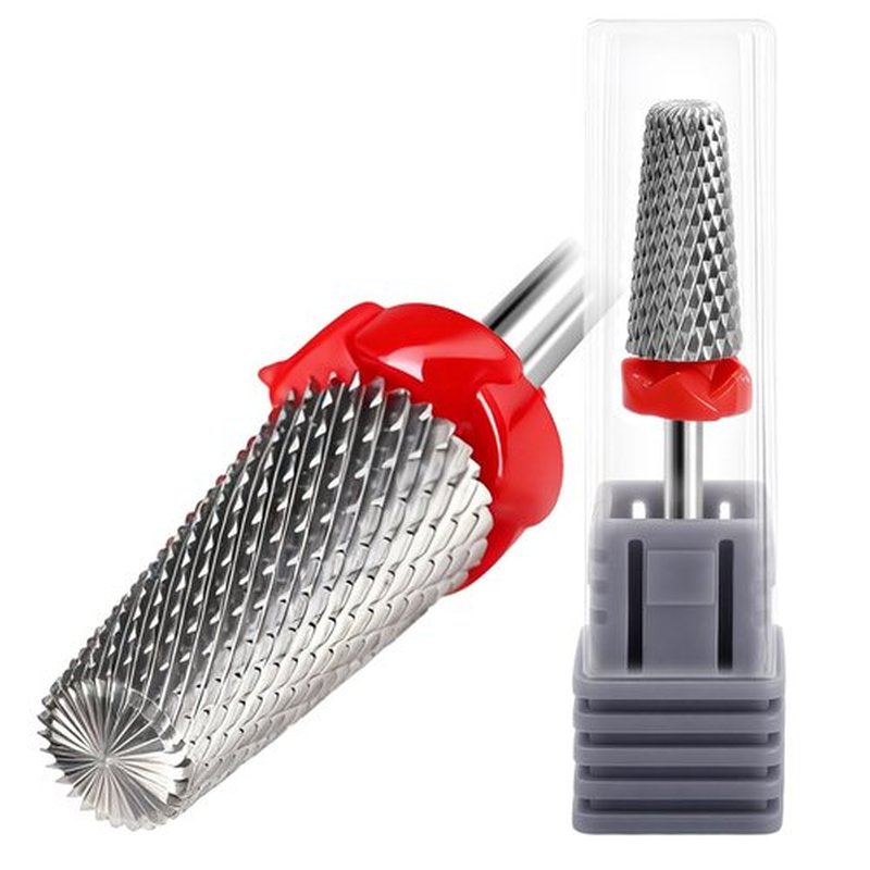 Fantexy 3/32" Carbide Nail Drill Bit - Remove Acrylic Hard Gels Quickly and Safely, 5-in-1 Tungsten Carbide Nail Drill Bit for Nail Art,Manicure,Pedicure,Gel,Cuticle Clean(Fine - F)