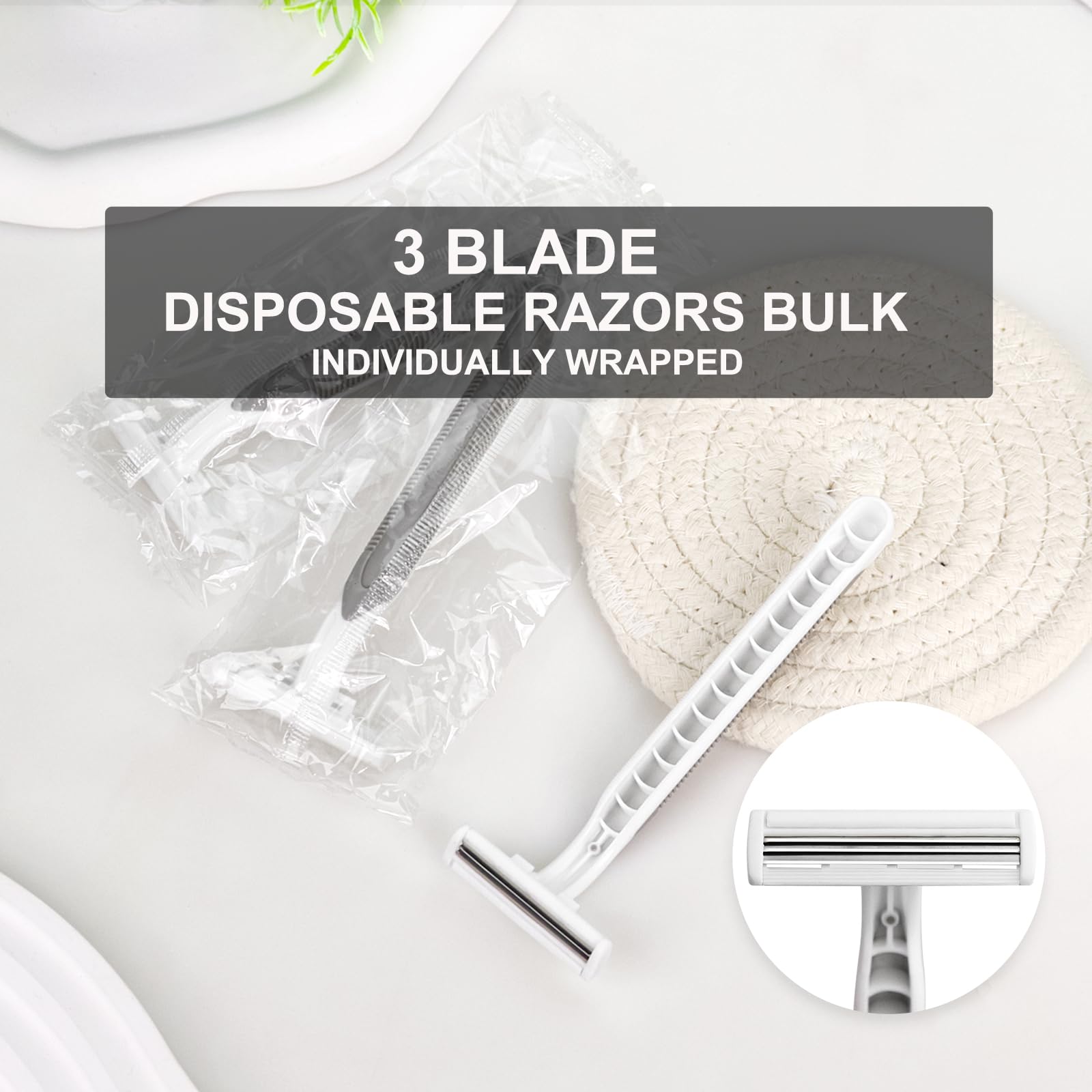 Xuezoioy Disposable Razors Bulk Pack of 30,Gray Travel Bulk Razors Single Use Individually Wrapped 3 Blade Men's Disposable Shaving Razors with Clear Cap for Homeless,Hotel,Charity,Air Bnb,Unisex