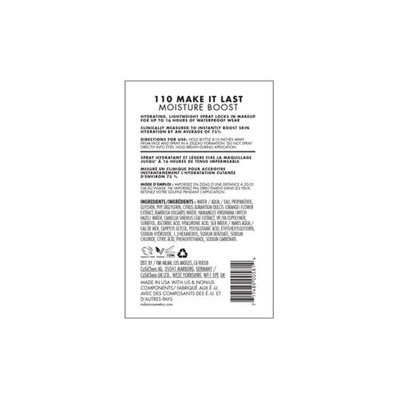Milani Make It Last Moisture Boost Setting Spray - Alcohol Free Waterproof Makeup Finishing Mist - Hydrating & Soothing Formula for Sensitive Skin - 1 Count