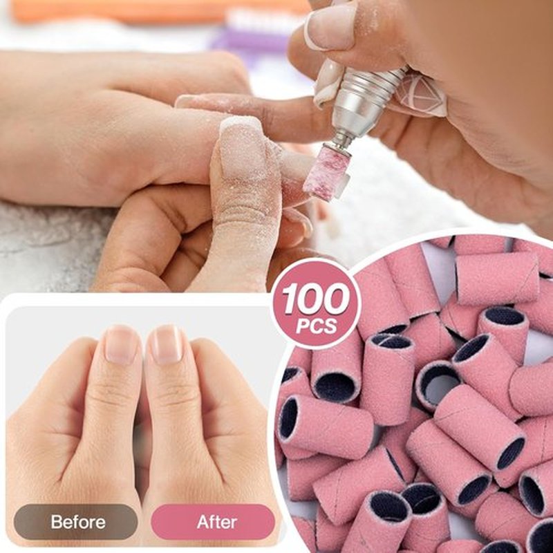 MelodySusie Nail Drill Bits - 100 Pcs Sanding Bands for Acrylic & Gel Manicures | 180 Fine Grit