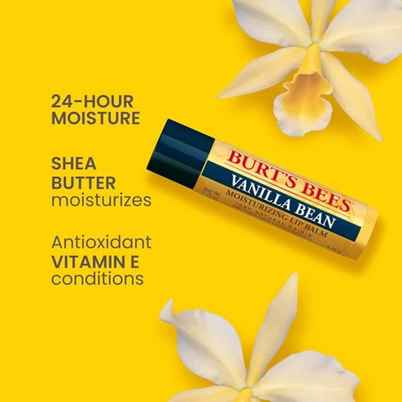 Burt's Bees Lip Balm - Vanilla Bean | Natural Moisturizer with Beeswax | 2 Tubes, 0.15 oz Each