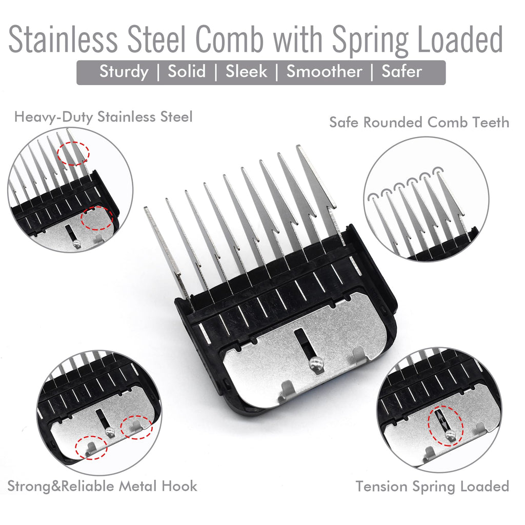 Professional A5-Style Animal Clipper Stainless Steel Color-Coded Snap-on Attachment Guard Guide Comb, 1/8"-1" Compatible with Wahl KM Series Oster A5 Andis Detachable Blade Pet Dog Groomers (#5-5/8")