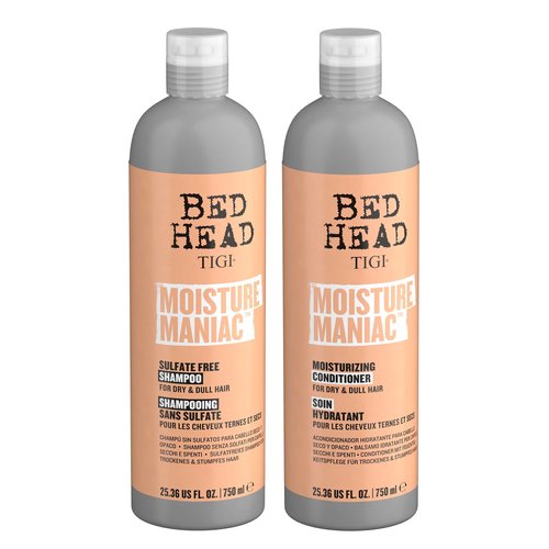 TIGI Bed Head Sulfate Free Shampoo and Conditioner Set for Dry Hair, Moisture Maniac Hair Care with Argan Oil, 25.36 fl oz, 2 Pack