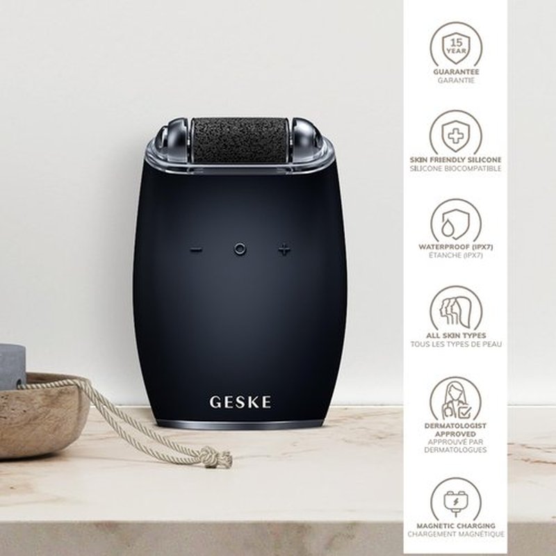 GESKE Electric Pumice Foot Smoothing Roller | 7 in 1 | Electric Foot File & Exfoliator | Long-Lasting Pumice Stone | for Smooth Feet | Advanced Callus Removal | Ideal for Your Pedicure Set