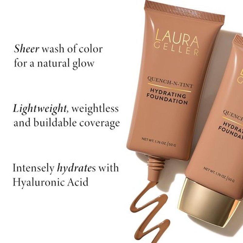 Laura Geller New York Quench-N-Tint Tinted Moisturizer - Lightweight Hydration & Buildable Coverage - 05 Medium/Deep