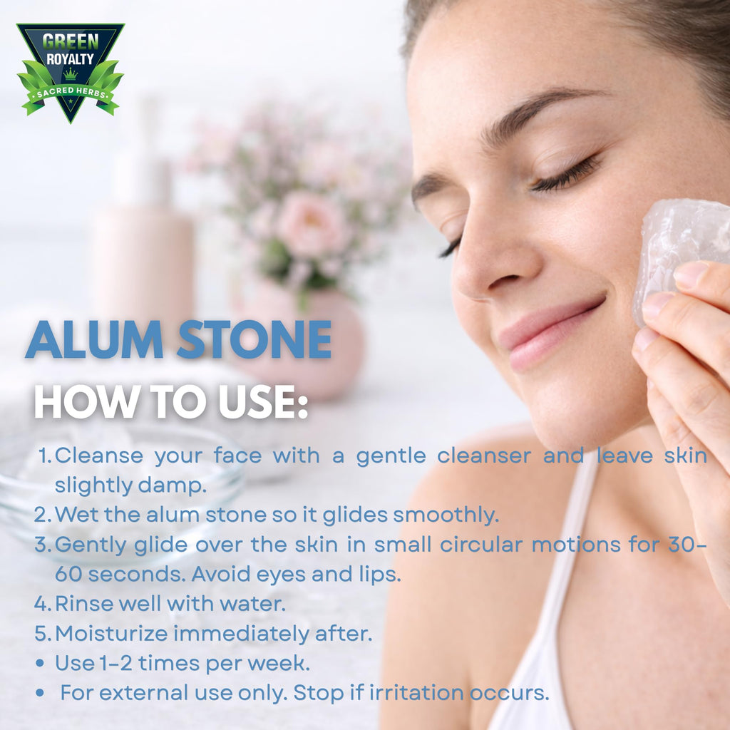 GREEN ROYALTY Alum Stone (Piedra de Alumbre) 4 oz - Multi-Purpose Crystal for Skin Care and Healing - Natural Deodorant & Antiperspirant | Shaving Stone.