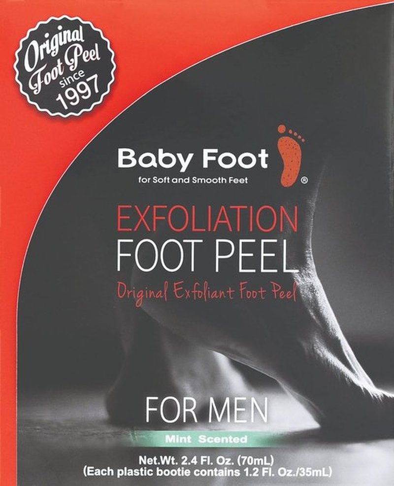 Baby Foot - Original Foot Peel Exfoliator for Men - Mint Scented Mask for Soft, Smooth Feet | 2.7 Fl. Oz.