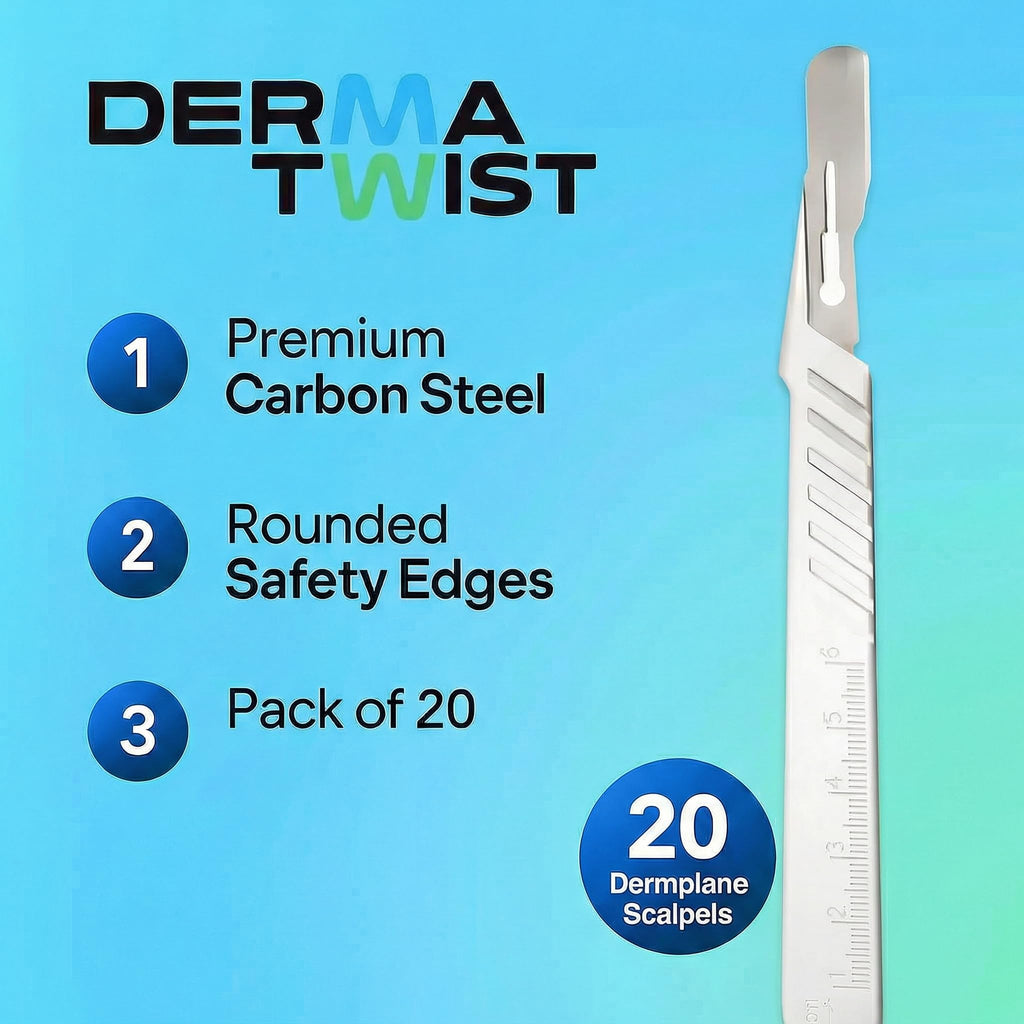 DermaTwist 10R Dermaplane Razor for Women Face – 20-Pack Sterile Disposable Dermaplane Scalpels Facial Razors for Women Face Dermaplaning Professional Face Shaver