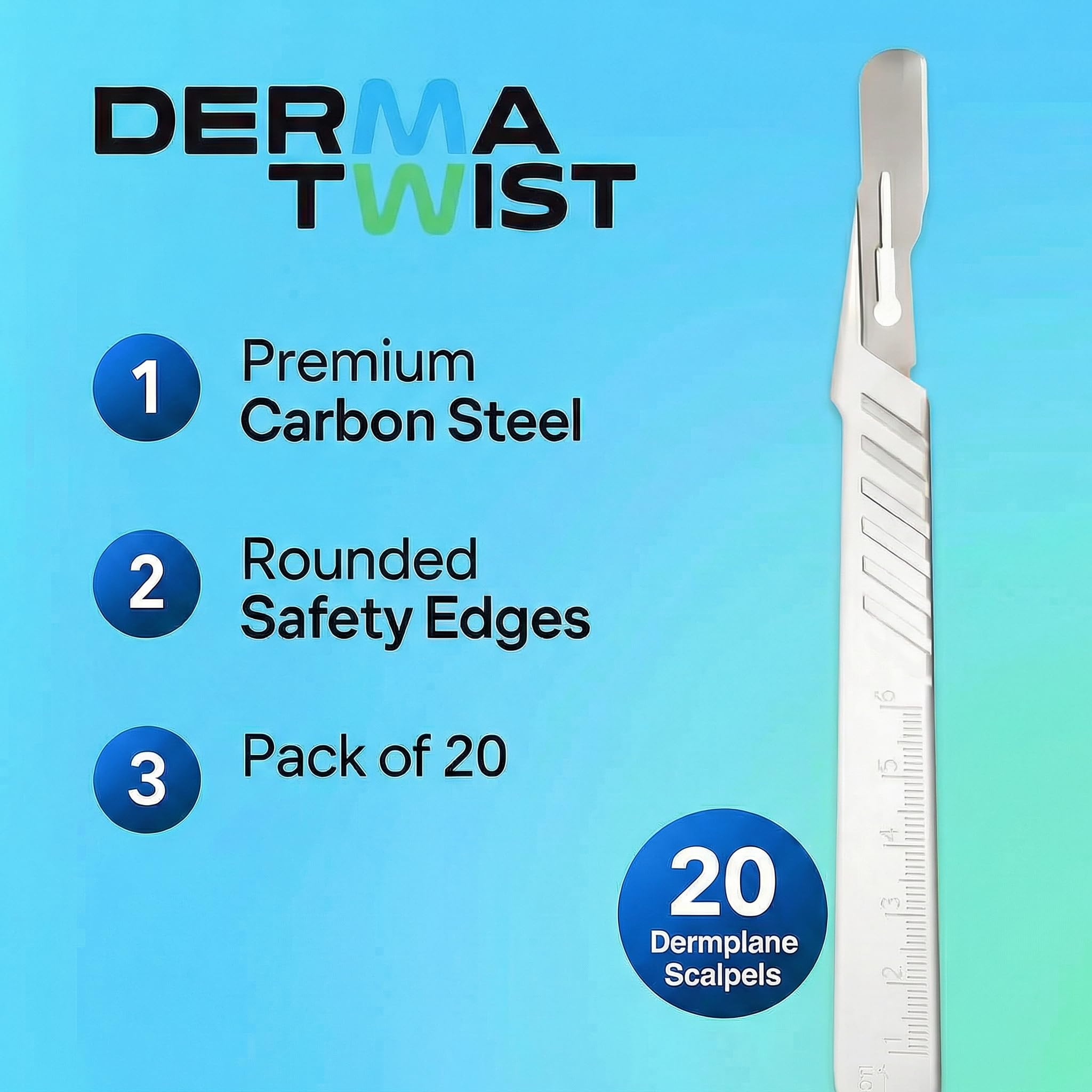 DermaTwist 10R Dermaplane Razor for Women Face – 20-Pack Sterile Disposable Dermaplane Scalpels Facial Razors for Women Face Dermaplaning Professional Face Shaver