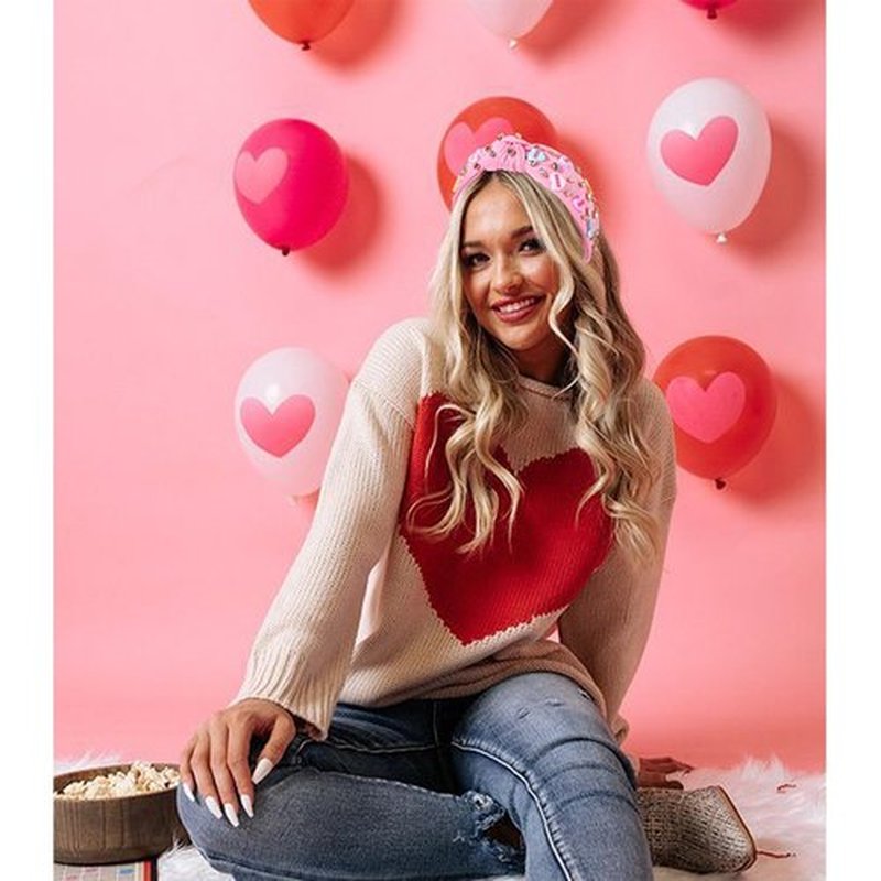 2PCS Valentine’s Day Headband for Women Conversation Heart Headband Rhinestone Crystal Jeweled Red Pink Knotted Headbands Love XOXO Hairbands Valentine’s Day Hair Accessories (2PCS Valentine's 2)