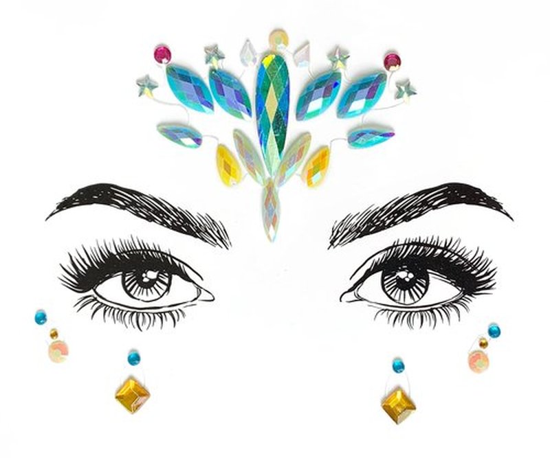 4 Pcs Festival Party Face Jewels, Rhinestone Face Gems, Halloween Music Festival Birthday Rave Carnival Party Face Stickers