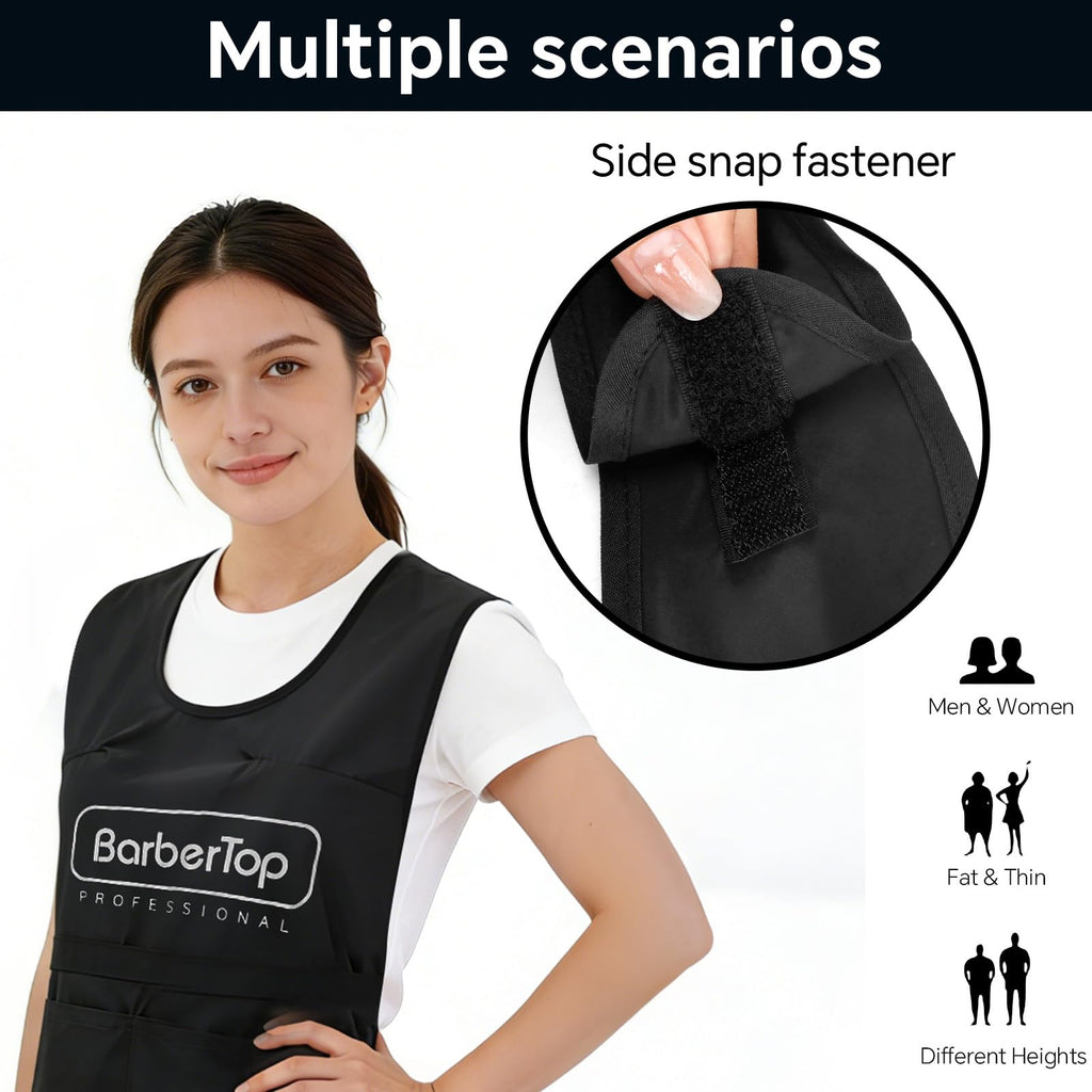 Barber Apron, Multi-Functional Apron Cape, Featuring Multiple Pockets for Organizing Hairdressing Supplies (23.5 x 24 Inch)