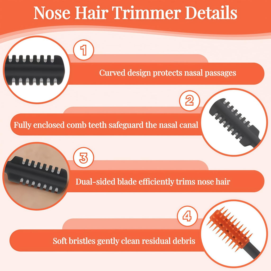 KTBKGV 2026 Upgraded 2-in-1 Nasal Hair Cutter, 360° Rotating Double-Sided Blade, Washable Portable Grooming Tool for Men & Women, Travel Essential, (Multicolor-6Pcs)
