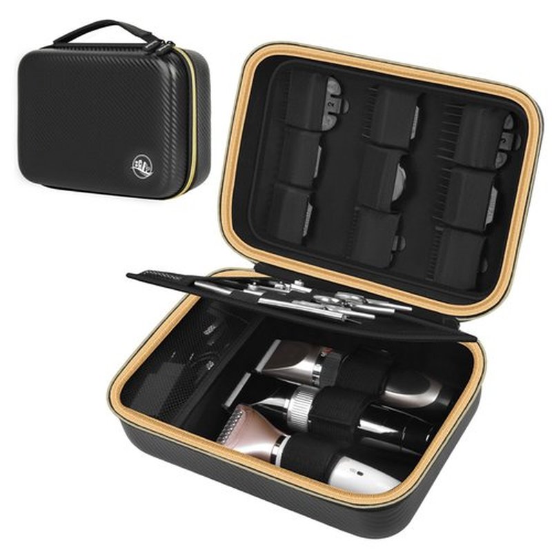 Boobowl Barber Accessories Bag for Clippers and Supplies, Mens Hair Trimmers Box, Portable Clipper Storage Holder for Hair Cutting, Guard Grooming Kit and Barbers Supplies (Bag Only)-Dark Black