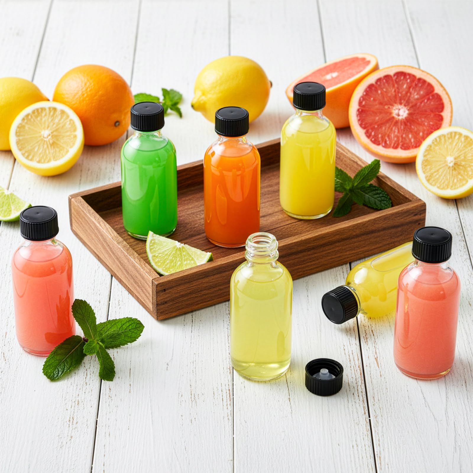 Bekith 30 Pack 2 oz Small Glass Bottles with Lids, 60ml Boston Round Glass Shot Bottles for Juice, Oils, Whiskey, Sample, Wellness, Ginger, Liquids, Mini Travel Bottle
