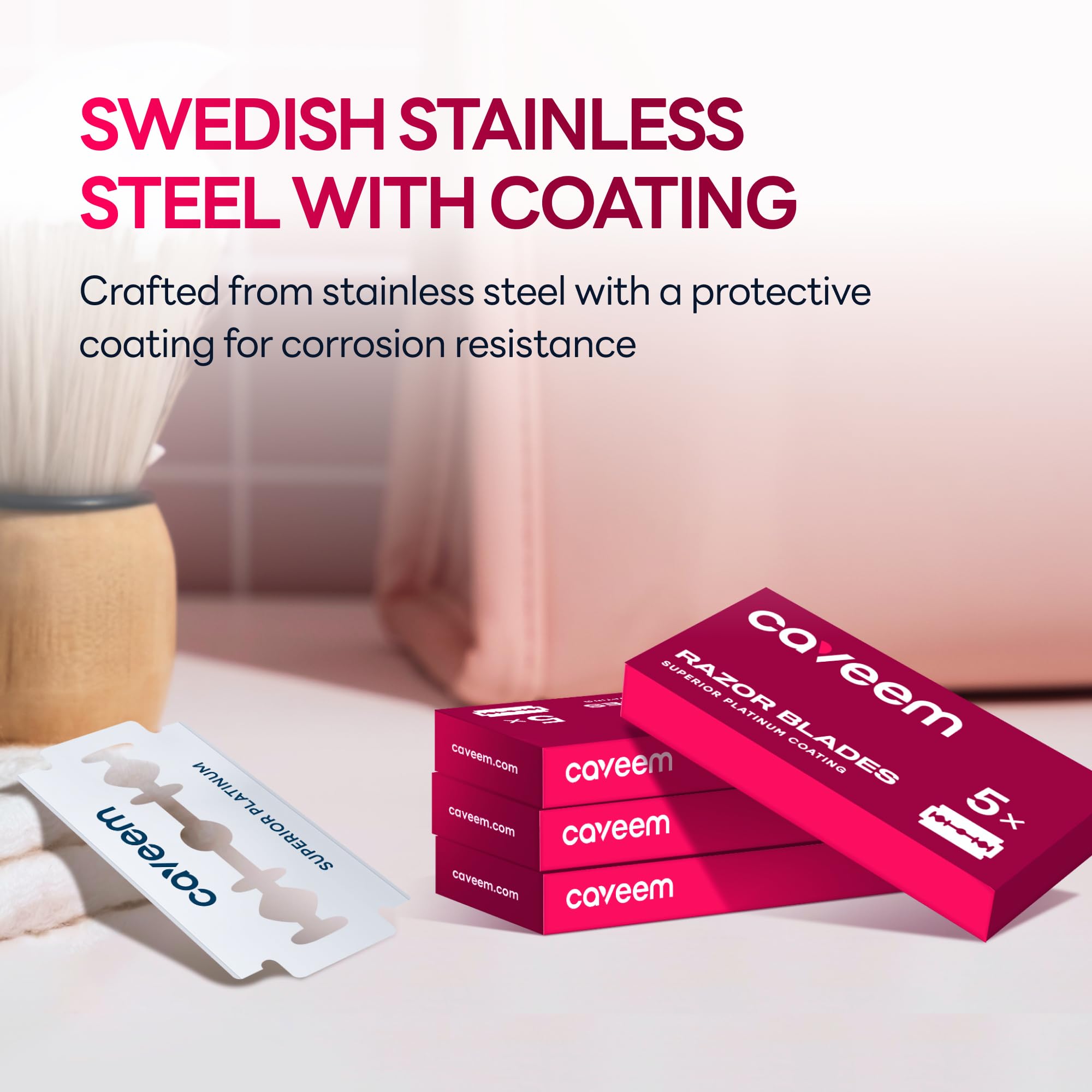 CAVEEM 60 Count Double Edge Razor Blades, Stainless Steel Refills
