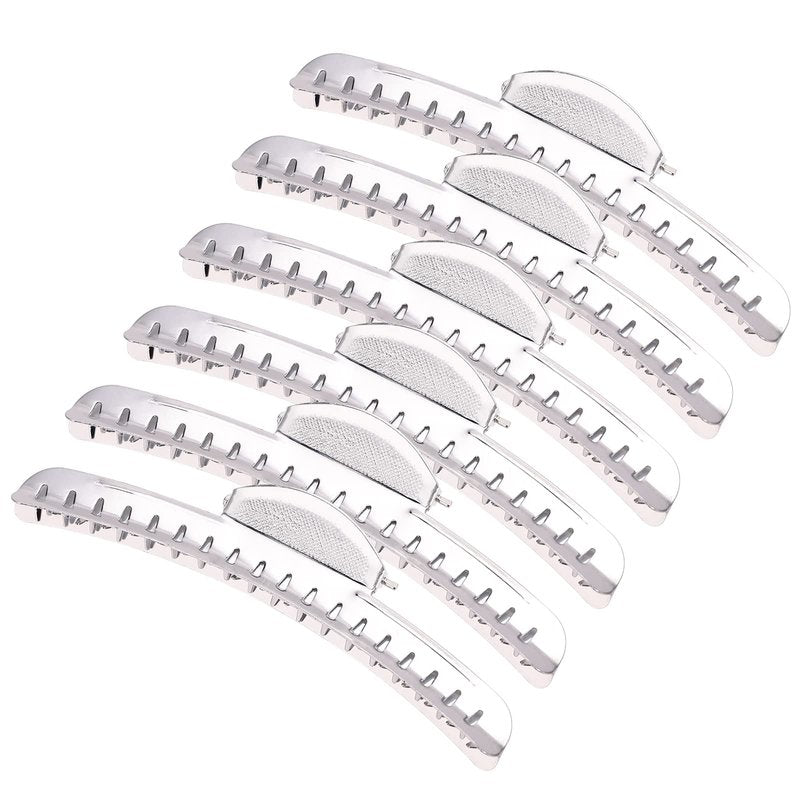 Vintage of Metal Finger Wave Hair Clips Clamps Aluminum Tip Finger Hair Clips Modeling Clamps Suitable for home and outdoor (12PCS Silver)