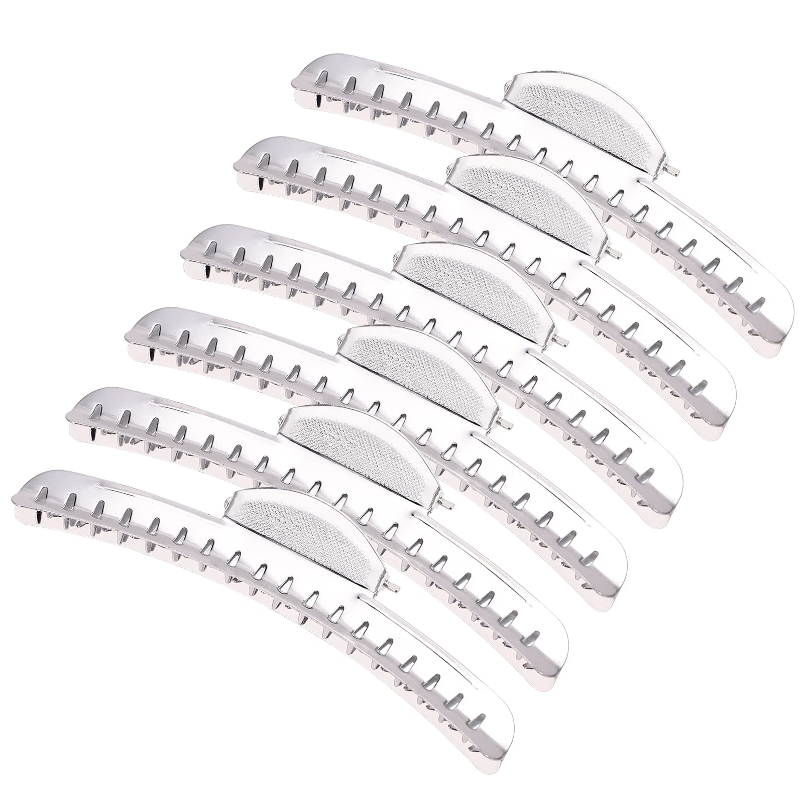 Vintage of Metal Finger Wave Hair Clips Clamps Aluminum Tip Finger Hair Clips Modeling Clamps Suitable for home and outdoor (12PCS Silver)