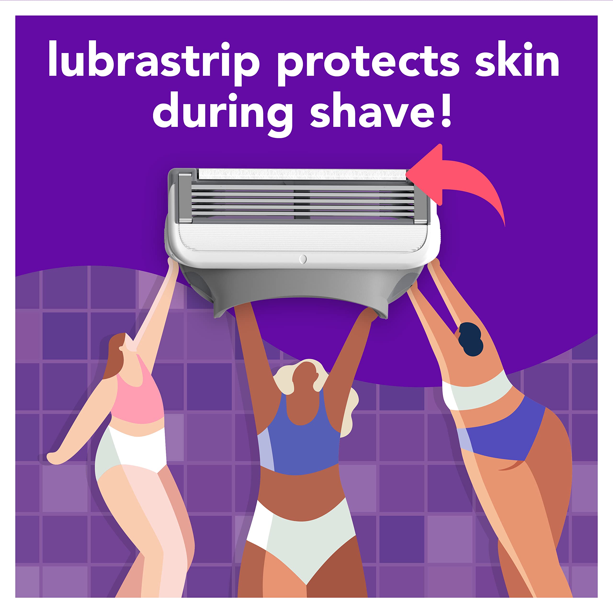 joy Razors for Women, 1 Handle, 4 Razor Blade Refills, Lavender, Lubrastrip to Help Avoid Skin Irritation