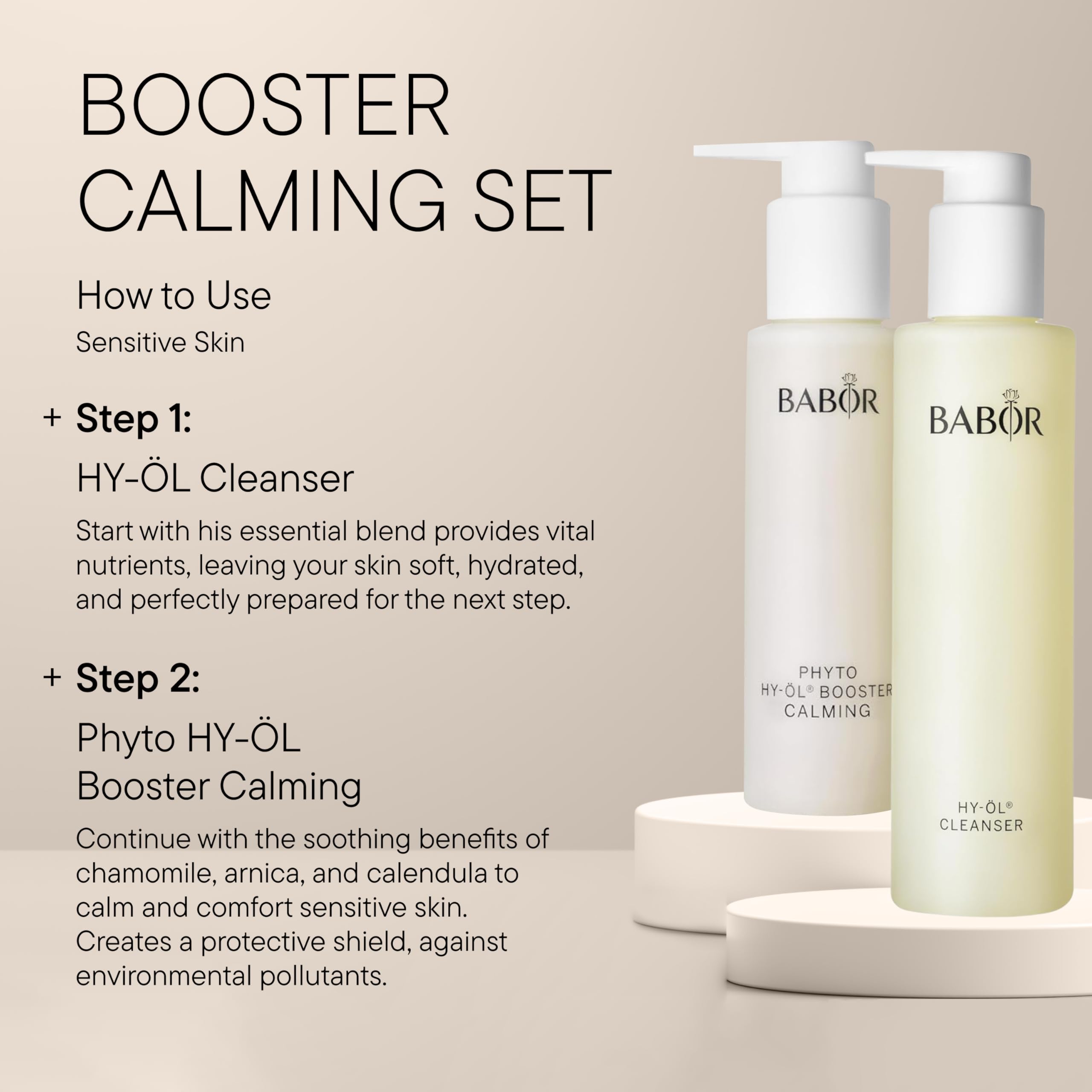 BABOR Phyto HY-OL Booster Calming for Sensitive Skin, Facial Cleanser for Use with Hy Oil, with Lime Blossoms, Vegan Formula, 100 ml