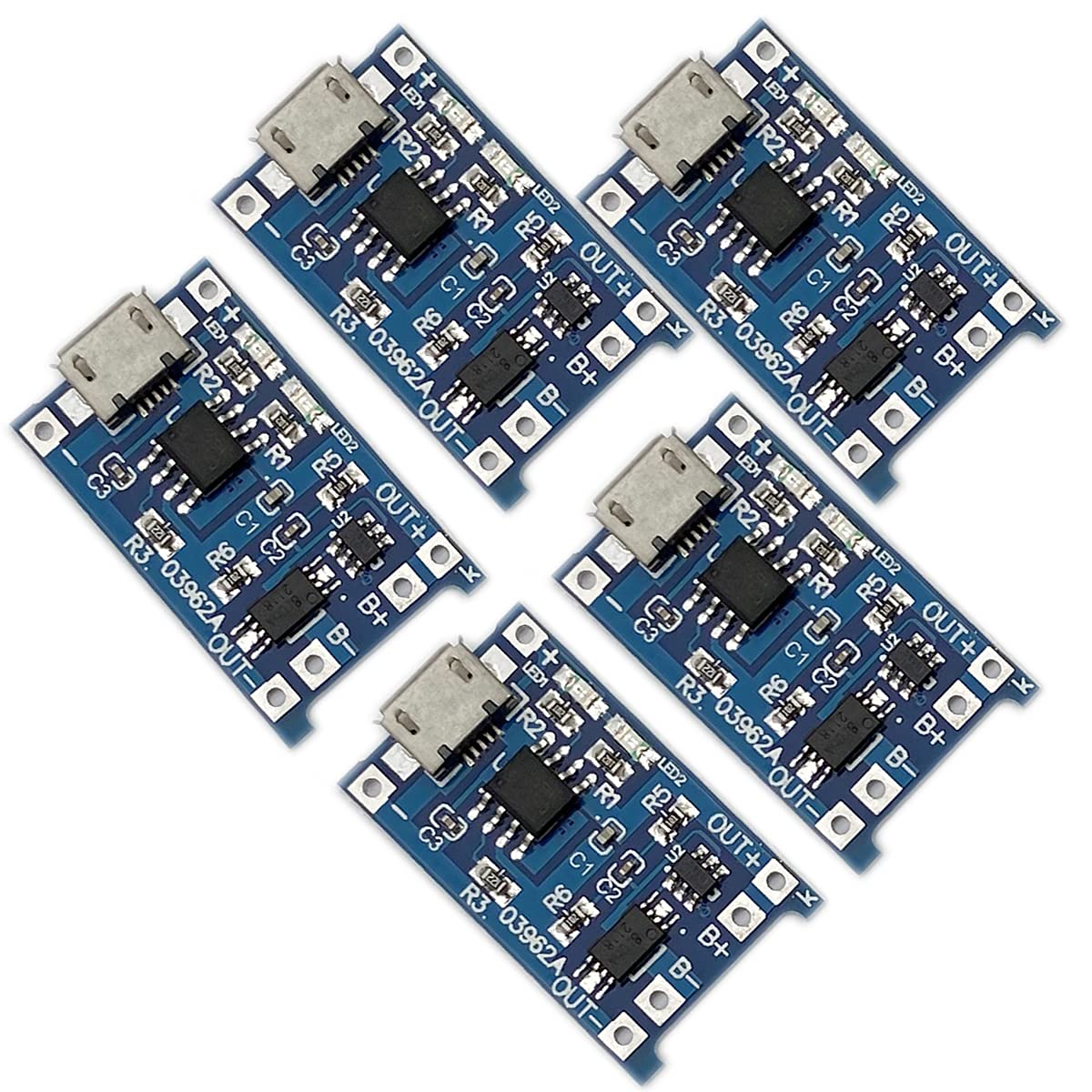 Kiro&Seeu 5PCS TP4056 Mirco-USB 5V 1A 18650 Lithium Battery Charger Module Charging Board with Dual Protection Functions