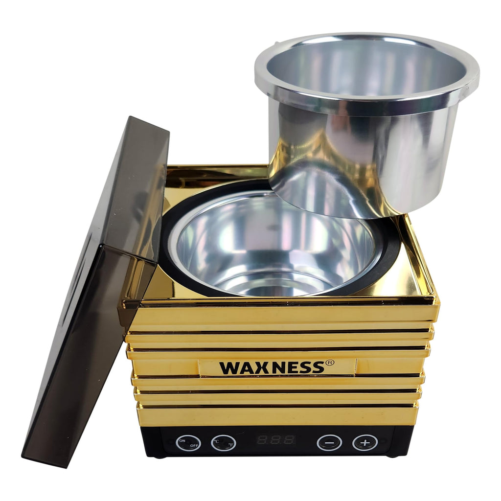 Waxness W-CUBE Digital Professional Wax Heater – Gold, 1 lb Capacity, Digital Temperature Control with Memory, 100W, for Professional Use