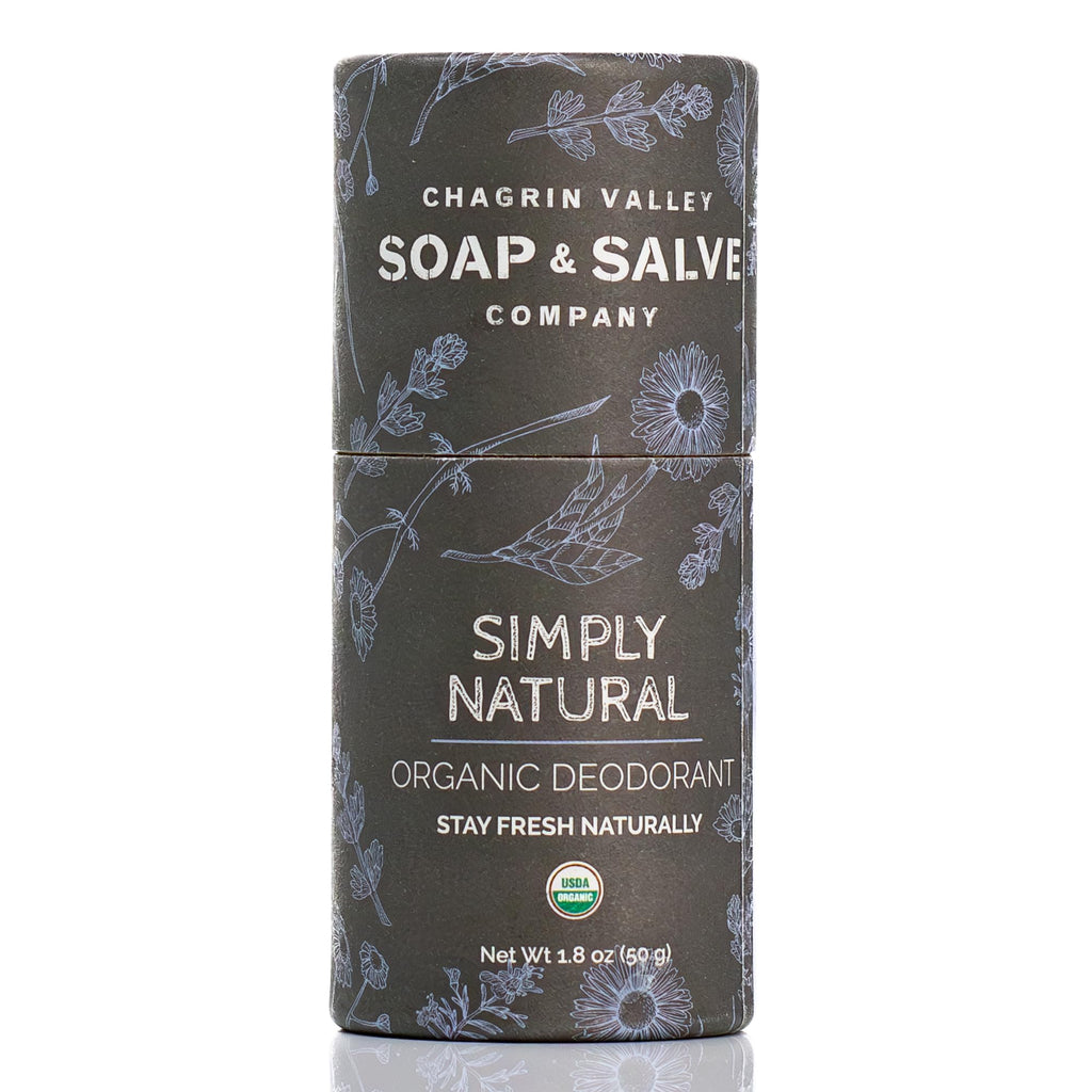 Organic Natural Deodorant Stick, Natural Scent, Chagrin Valley Soap & Salve