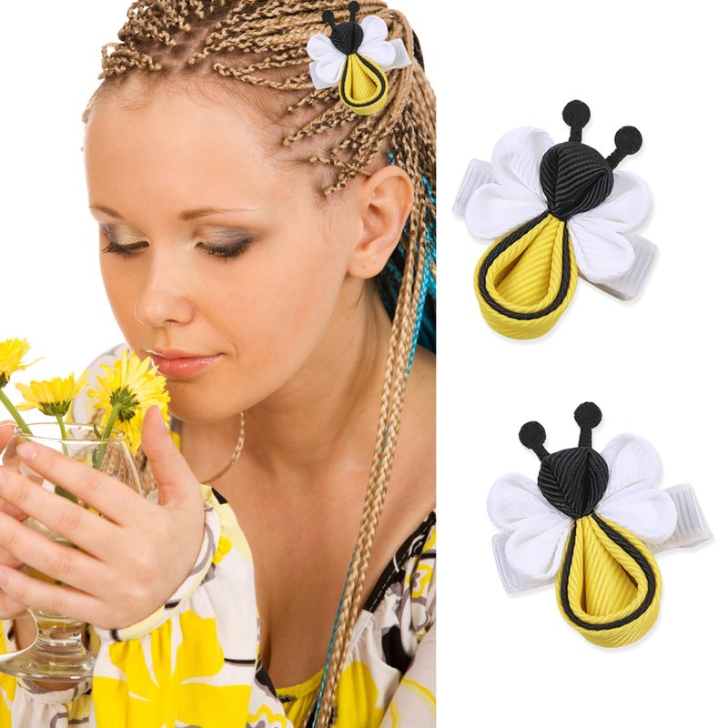 Yellow Hair Clip for Girls Cute Bee Hair Accessories Spring Hair Barrettes for Hair Styling Accessories Handmade Bee Hair Clips 2Pcs