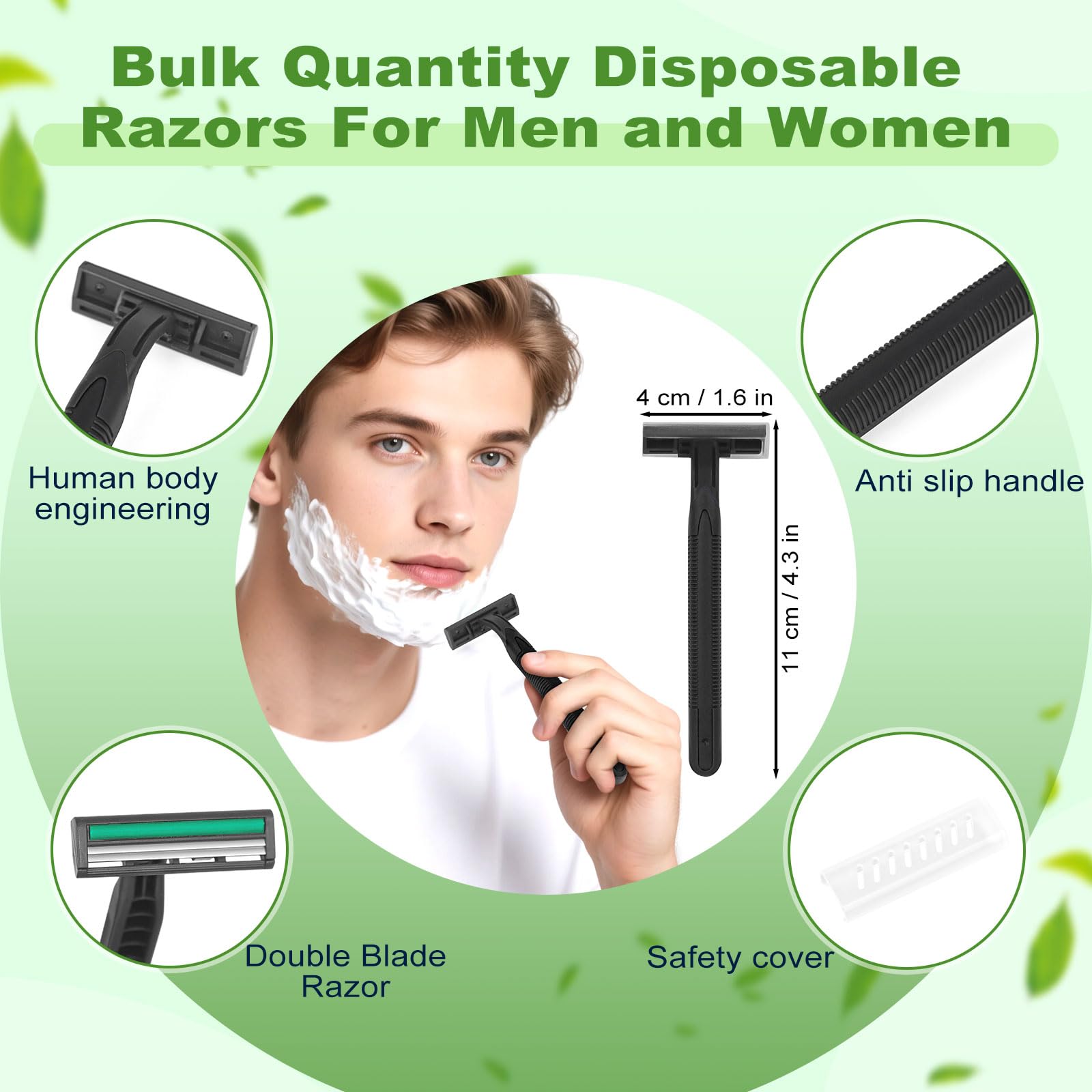 Fafortune Disposable Twin Blade Razors in Bulk, Individually Wrapped - Clear Safety Cap, For Homeless, Hotel, Airbnb, Travel (pack of 30,black)