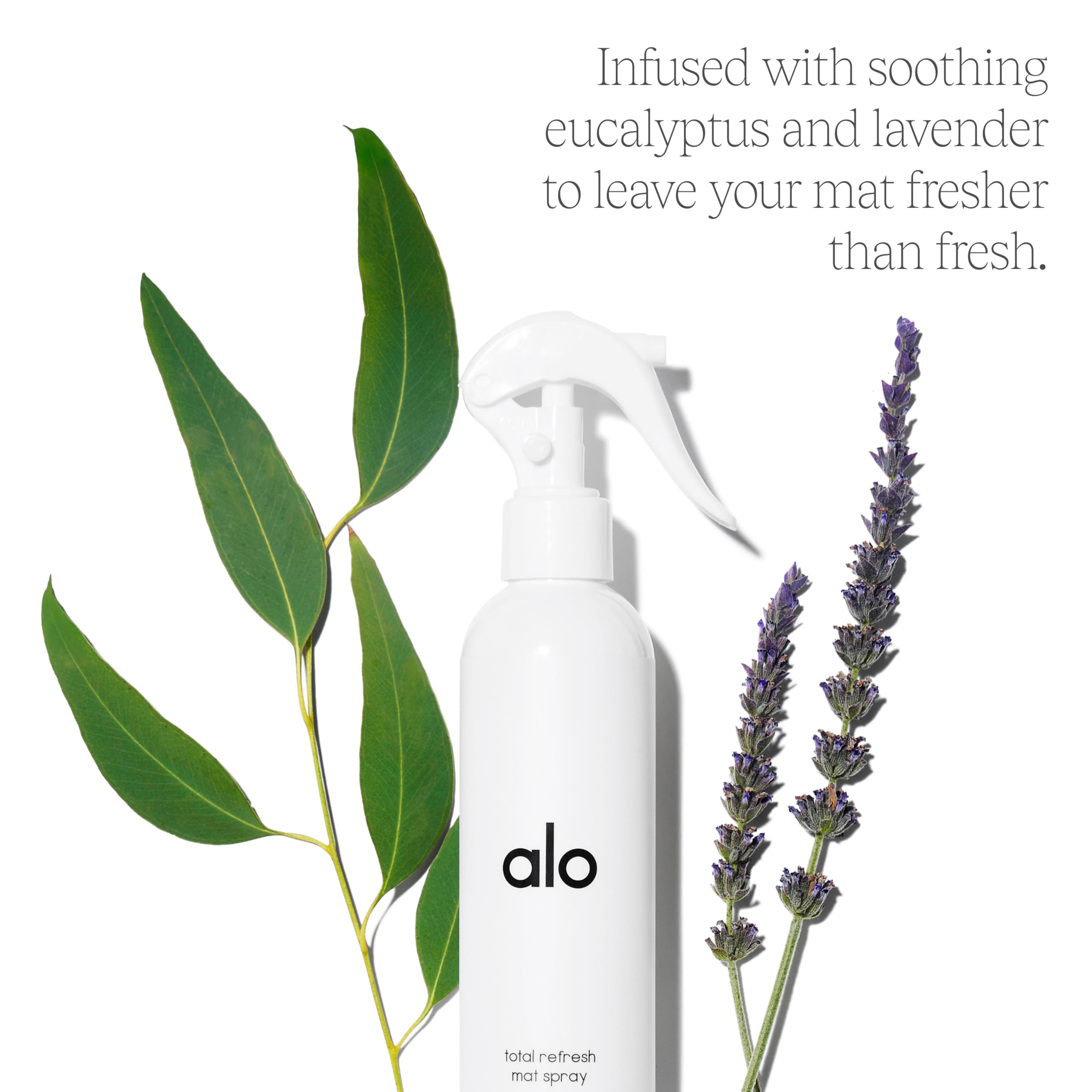 ALO Total Refresh Yoga Mat Cleaner | Green Tea & Cucumber Extract to Refreshen Mats | All-Natural Essential Oils Remove Sweat and Surface Impurities | Eucalyptus-Lavender Scent | 8oz