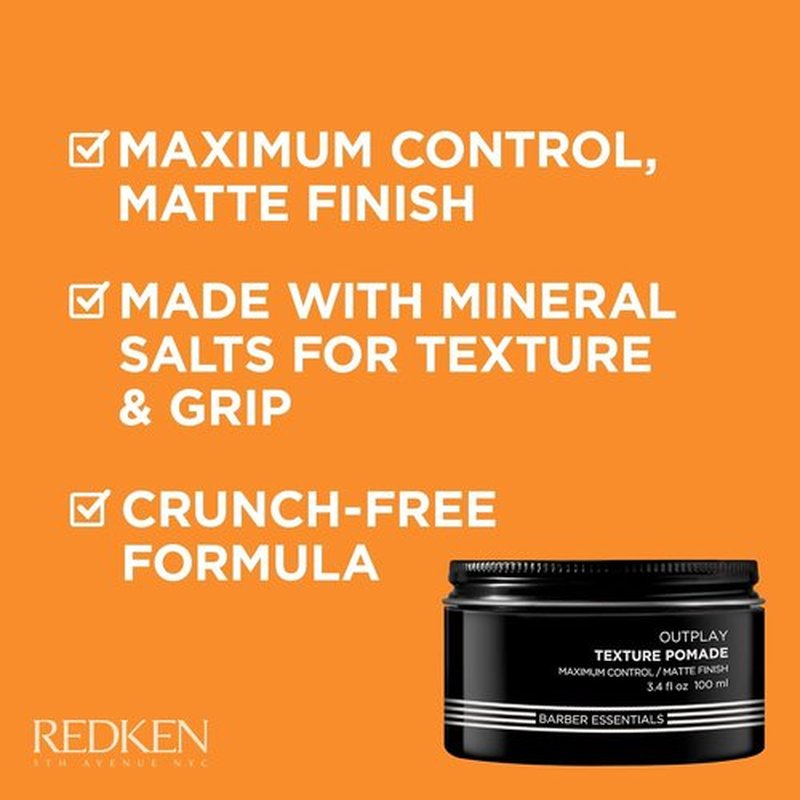 Redken Brews Texture Pomade For Men - Maximum Strong Hold, Natural Matte Finish, All Hair Types