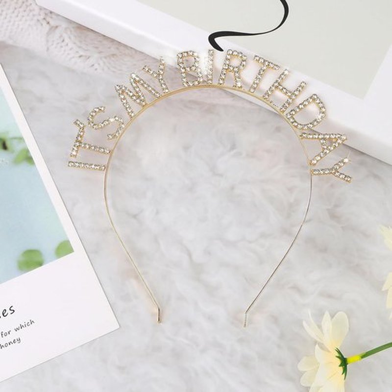 ACO-UINT Gold Crown for Girls, Cute It's My Birthday Headband Tiara for Women, Happy Birthday Decorations Gifts