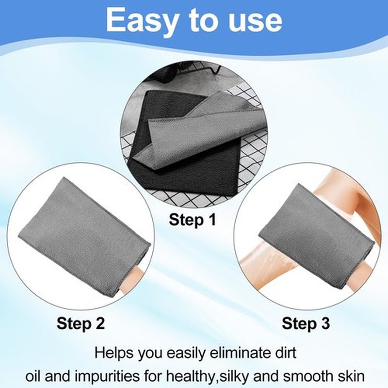 Tatuo 12 Pieces Korean Exfoliating Mitt Glove Italy Towel Body Skin Scrubber Exfoliating Scrubber for Remove Dead Skin Washcloth Korean(Large,White, Black, Gray)
