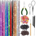 Hair Tinsel Kit, Fairy Hair Tinsel with Tools 48 Inch Hair Tinsel Heat Resistant Safe 12 Colors Glitter Tinsel Hair Extensions 3200 strands (12 Colors Hair Tinsel Kit)