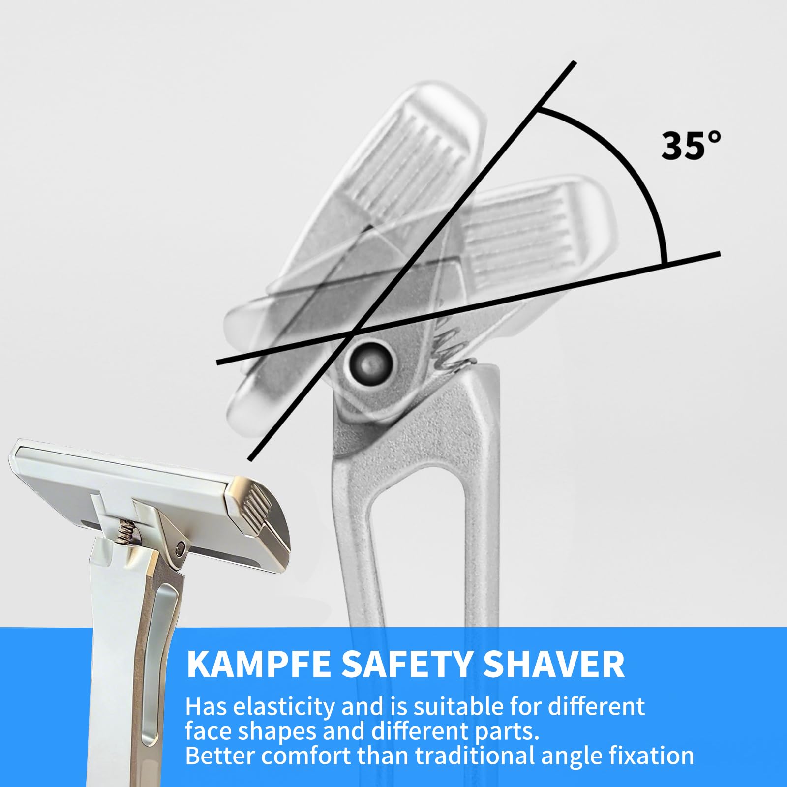 KAMPFE Upgraded Version Safety Razor Made of 6061 Aluminum Alloy Material, Comfortable shaving，GEM Single Sided Safetyshaver Shaver Handle for Men with Suction Cup Holder and Safety Razor Blades
