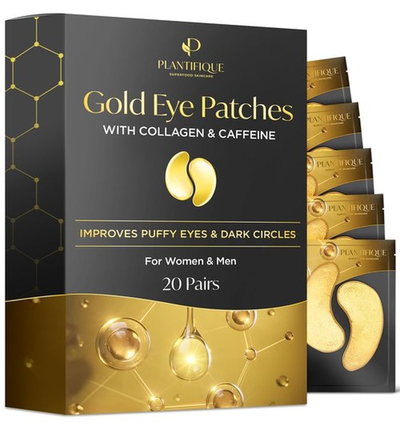 PLANTIFIQUE Foot Peeling Mask 2 Pack and Under Eye Patches for Dark Circles and Puffiness (20 pairs)