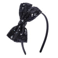 NCMAMA Sequin Black Bow Headband for Girls Sparkly Glitter Hairband Bows Hair Accessories for Toddler Kids Women on Christmas Halloween Birthday Parties