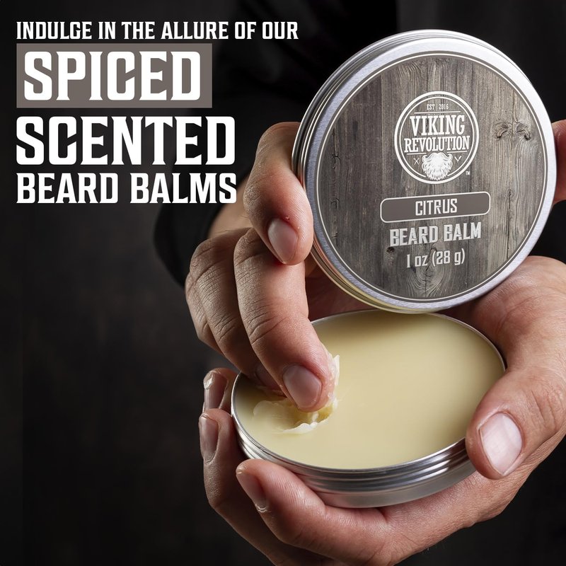 Viking Revolution Beard Balm Variety Pack - 4 Scents (1oz Each) | Styles, Strengthens & Softens Beards