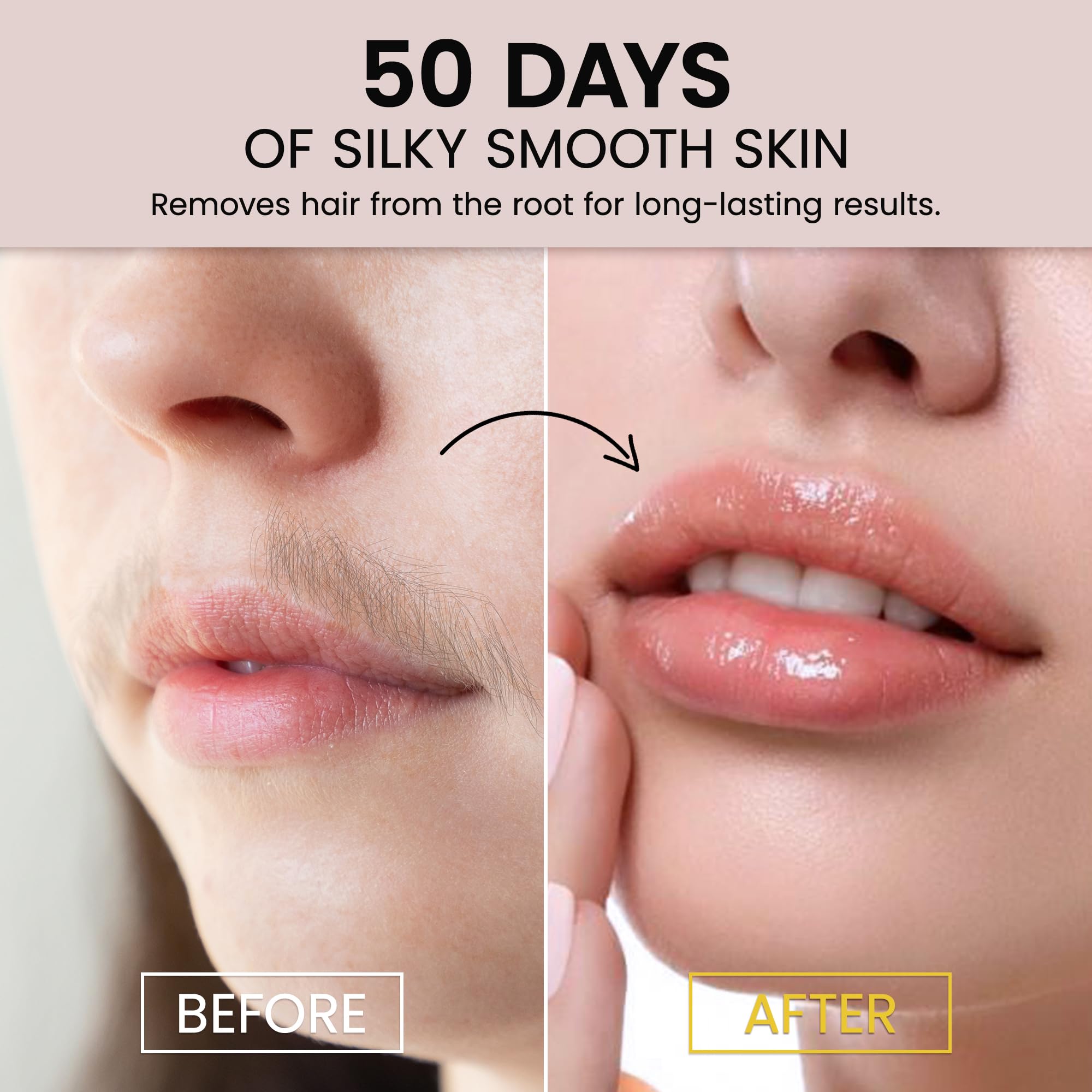 Facial Wax Strips for Hair Removal: Fast Working and Gentle for Face, Eyebrow, Upper Lip, Chin - Hypoallergenic for All Skin Types 50 Waxing Strips